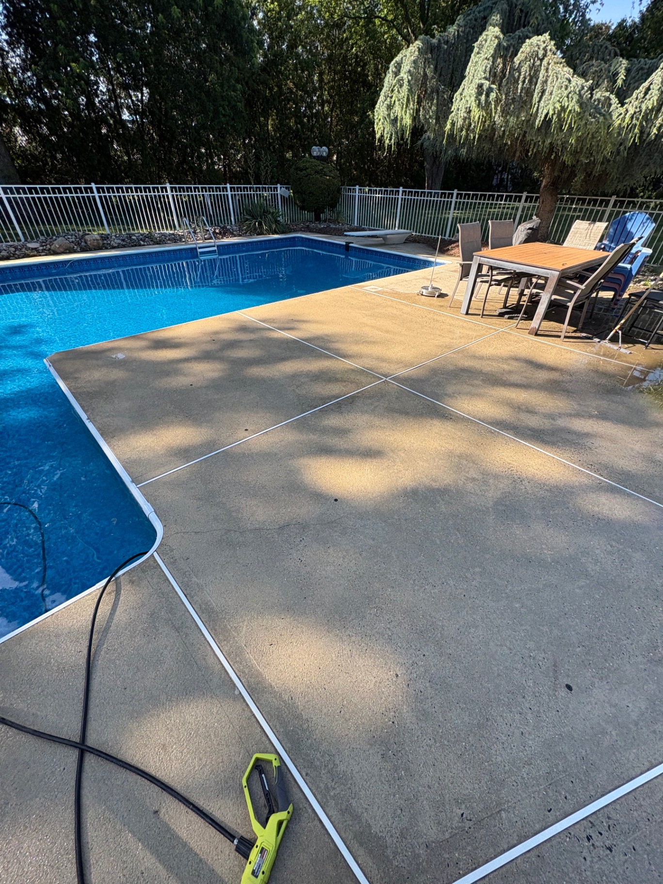 Pool deck concrete cleaning after